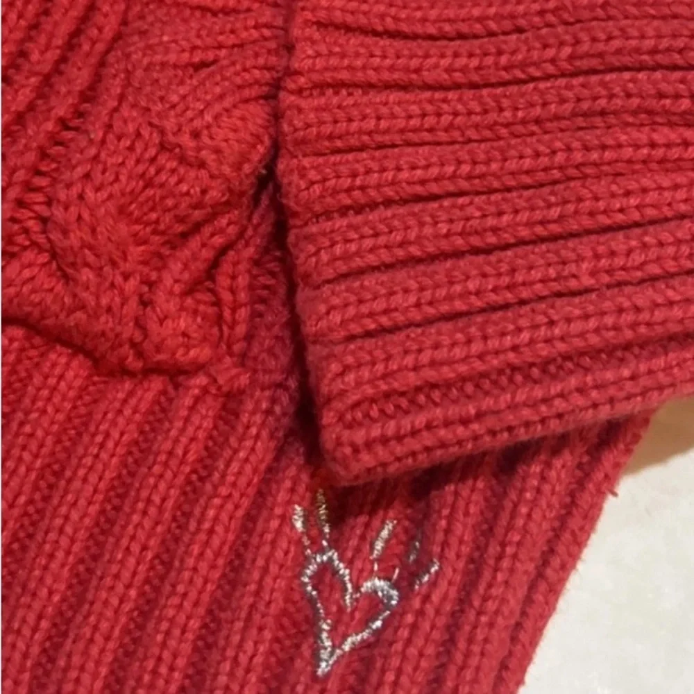Justice‎ Girls Y2K Red Cable Knit Hooded Sweater Cardigan Size 10 Cozy 2010